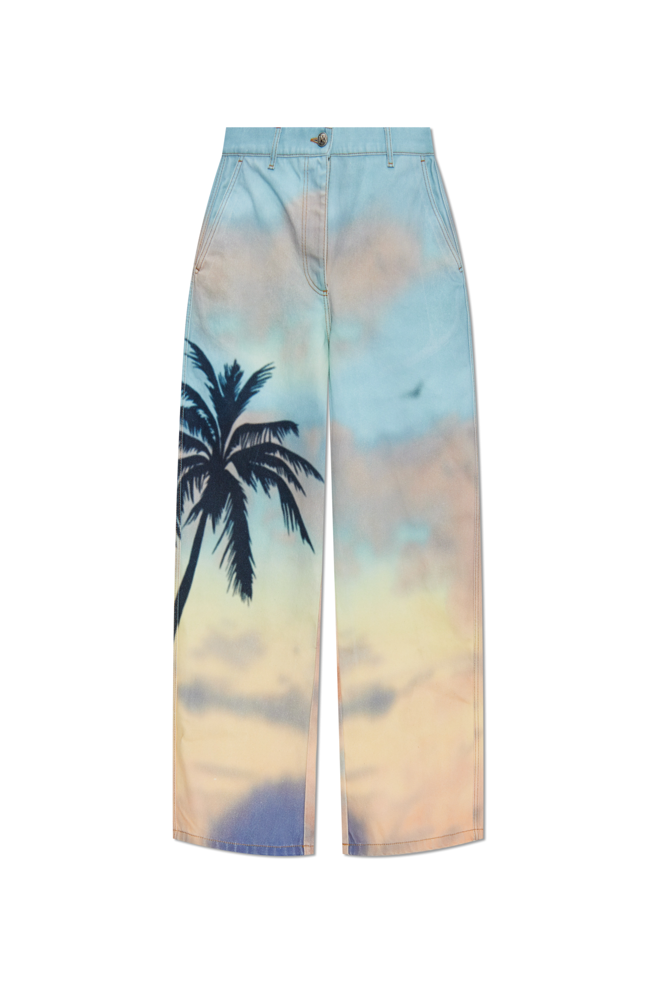 パンツ Palm Angels PANTS WITH SUNSET PRINT (PWCA110_S23FAB0013701) SUNSET PALMS COZY PANTS in BEIGE - BLACK for Men | Palm Angels®